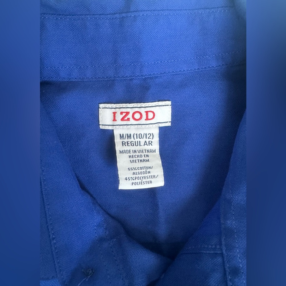 Boys Blue Long Sleeve Button-Up Shirt - Picture 4 of 5